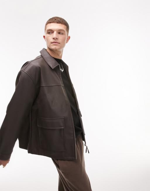 Leather jacket topman sale