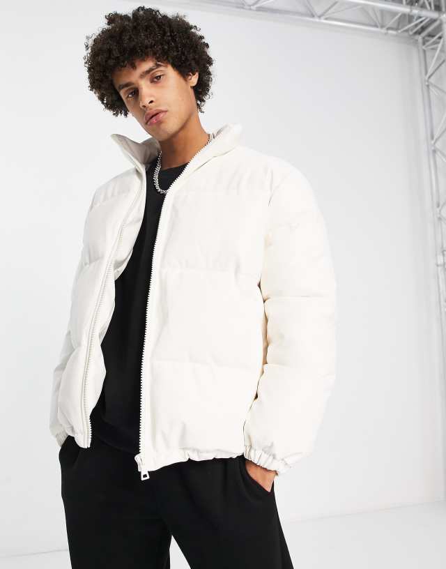 Topman - faux leather puffer in ecru