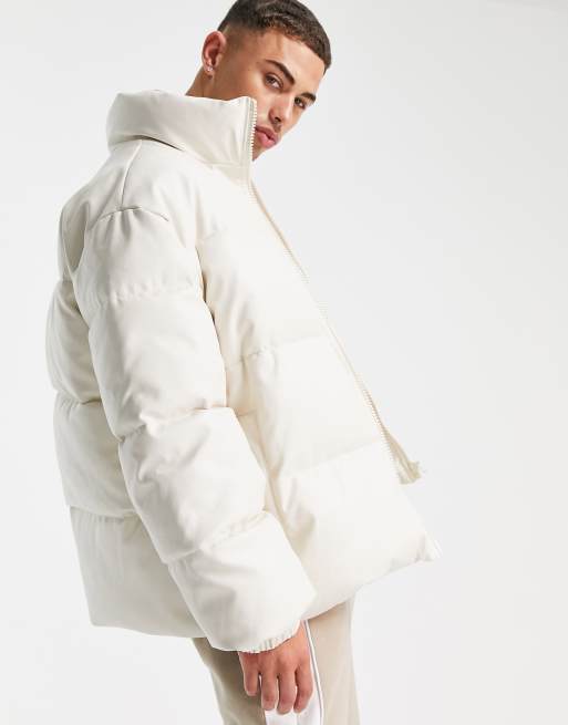 White leather store puffer jacket