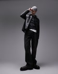[Topman] Topman faux leather shacket in black M Black