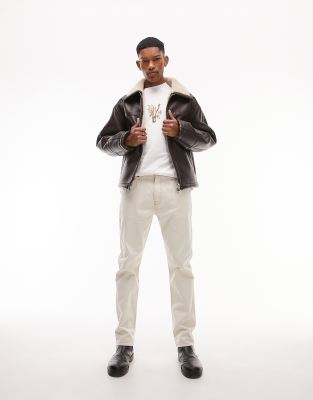 Topman faux clearance leather jacket