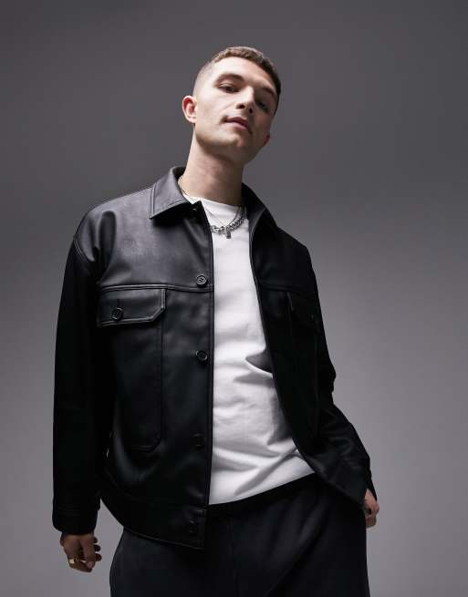 Topman leather outlet jacket