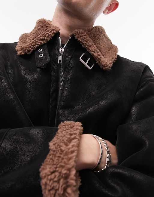 Topman hotsell shearling jacket