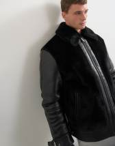 Topman faux shearling jacket in black