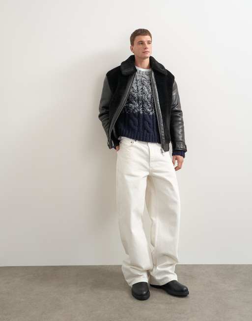 Topman faux shearling jacket in black, 2 of 9