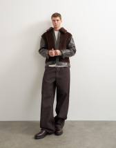 Topman faux shearling jacket in chocolate brown