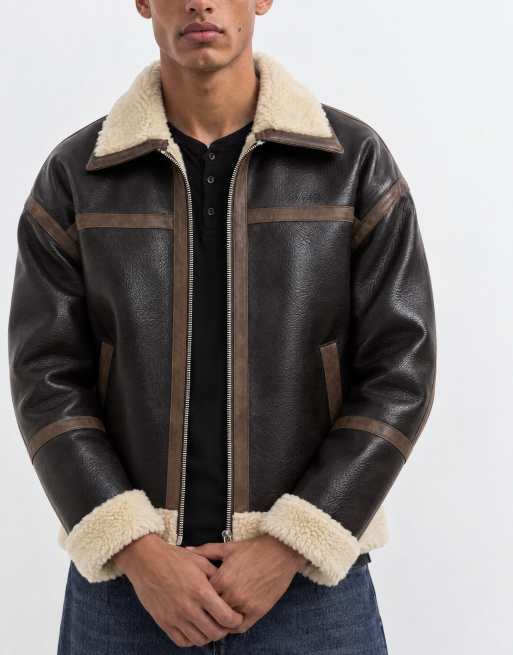Topman faux shearling jacket in espresso brown, 10 of 10