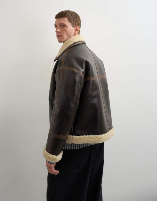 Topman faux shearling jacket in espresso brown, 5 of 10