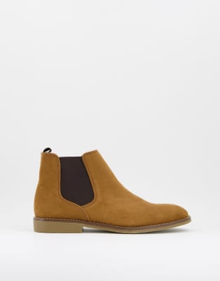 Topman faux suede chelsea boots in tan | ASOS