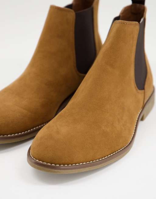 Lavet til at huske en lille Slik Topman faux suede chelsea boots in tan | ASOS