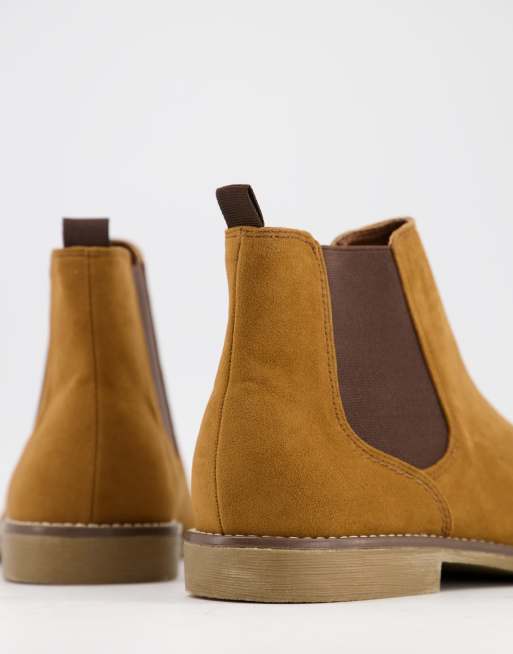 Tan faux clearance suede chelsea boots