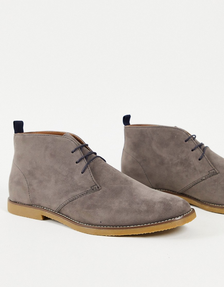 Topman Faux Suede Chukka Boots In Gray | ModeSens