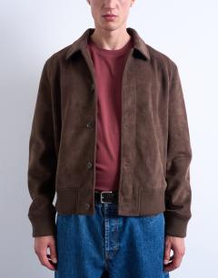 Faux suede harrington jacket in brown