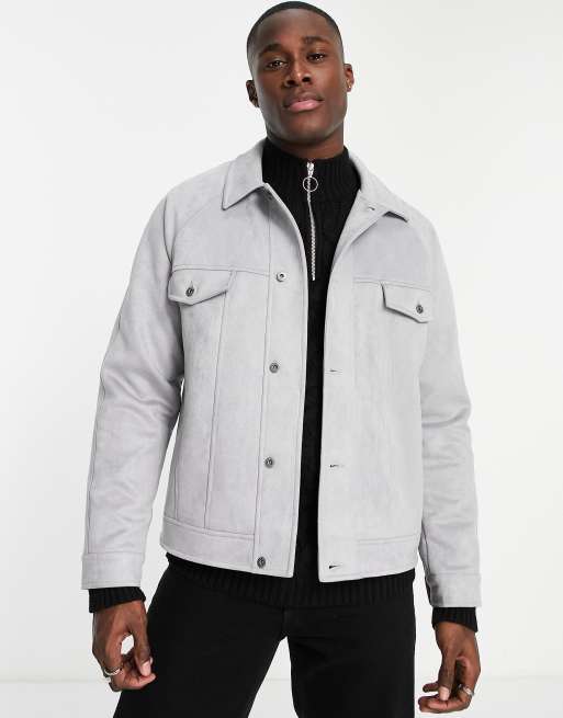 Asos grey hot sale suede jacket