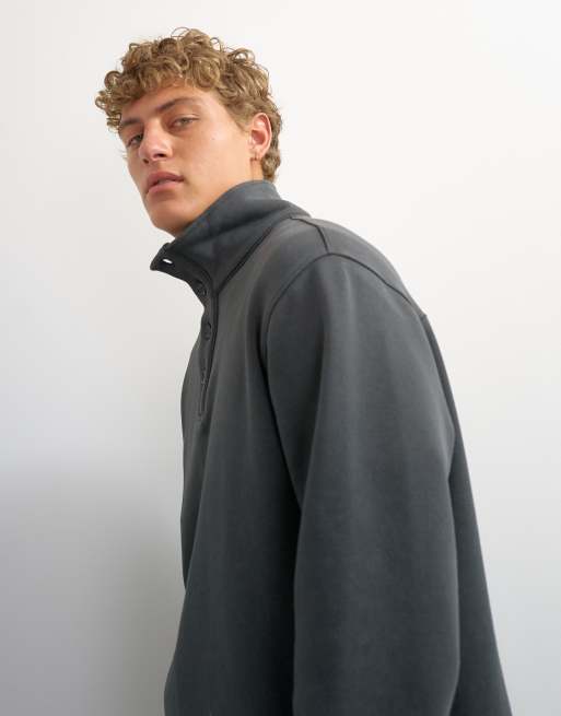 Topman felpa classic fit con collo a lupetto in nero slavato, 3 di 5
