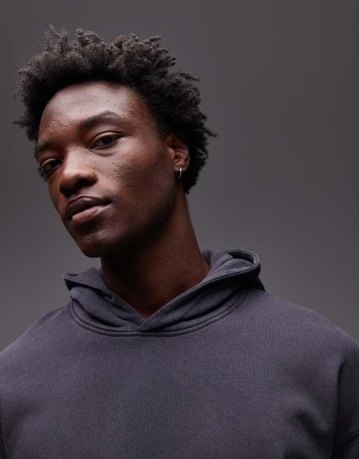 Topman - Felpa con cappuccio oversize nero slavato, 3 di 4
