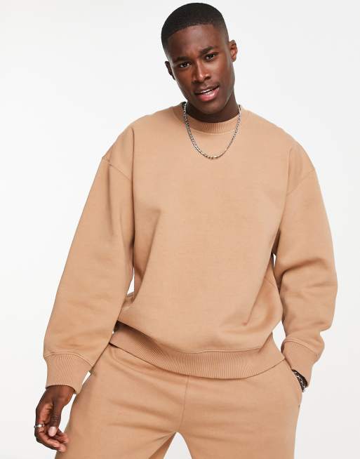 Topman - Felpa oversize color pietra in coordinato