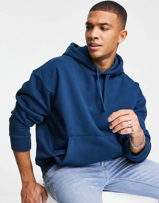 Topman - Felpa oversize con cappuccio blu navy