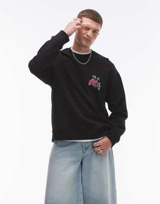 Topman - Felpa oversize nera con stampa “Paradiso” sul davanti e sul retro