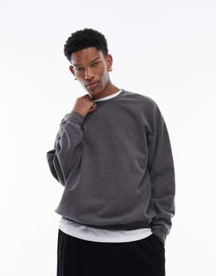  Topman - Felpa oversize nero slavato