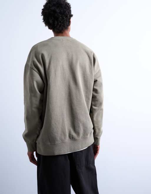 Topman - Felpa oversize pesante kaki slavato, 5 di 5