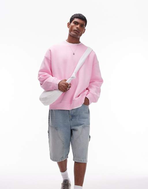 Topman - Felpa oversize rosa slavato