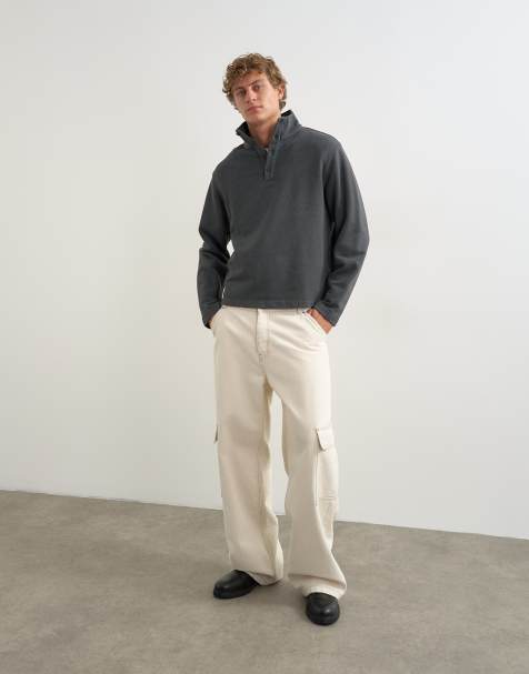 Topman felpa vestibilità classica con collo a imbuto color antracite - view 1