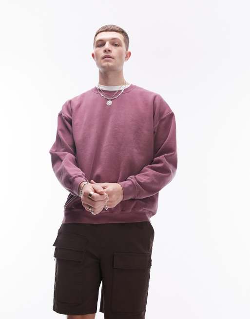 Topman - Felpa viola lavaggio vintage