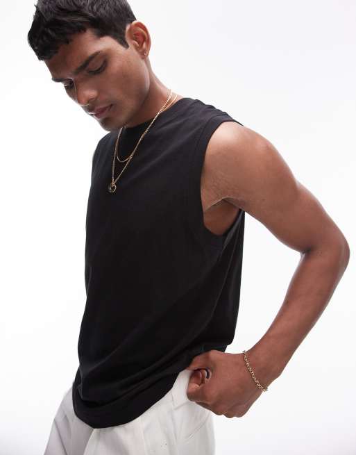 Topman – Figurnahes Tanktop in Schwarz mit Rundhalsausschnitt