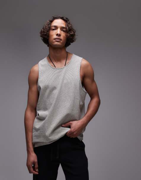 Topman fine stripe singlet in ecru - view 1