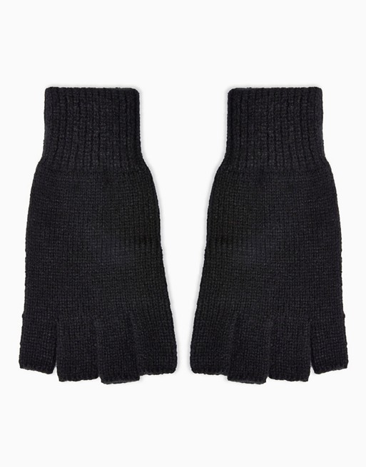 Topman fingerless gloves in black