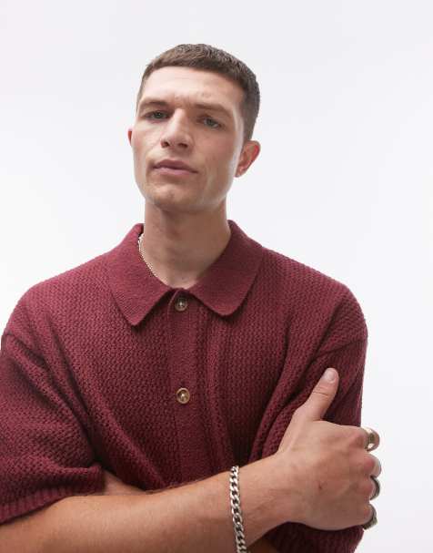 Topman – Fioletowa szydełkowana koszula zapinana na guziki - view 1