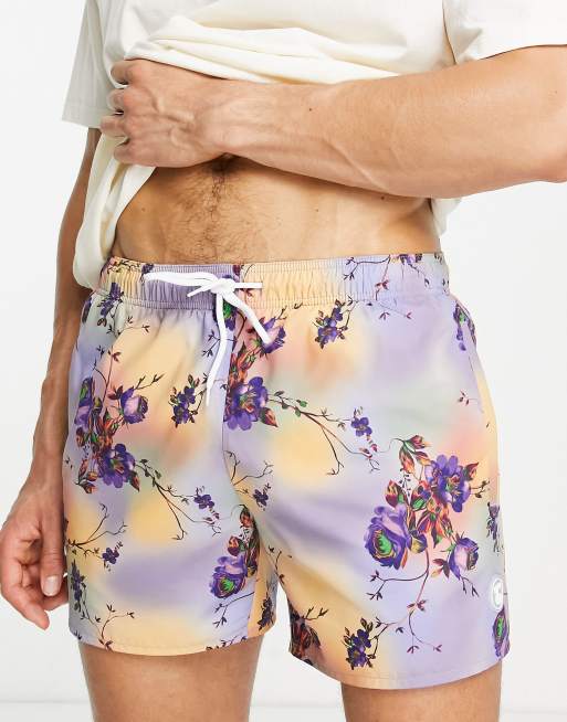 Topman – Fioletowe szorty kąpielowe w kwiatowy wzór