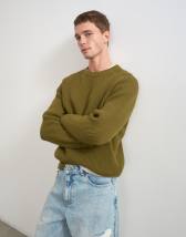 Topman fisherman rib knitted jumper in khaki