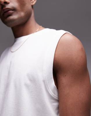 white fitted tank top