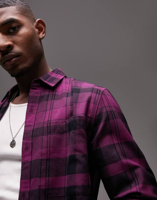 Purple plaid best sale dress shirt