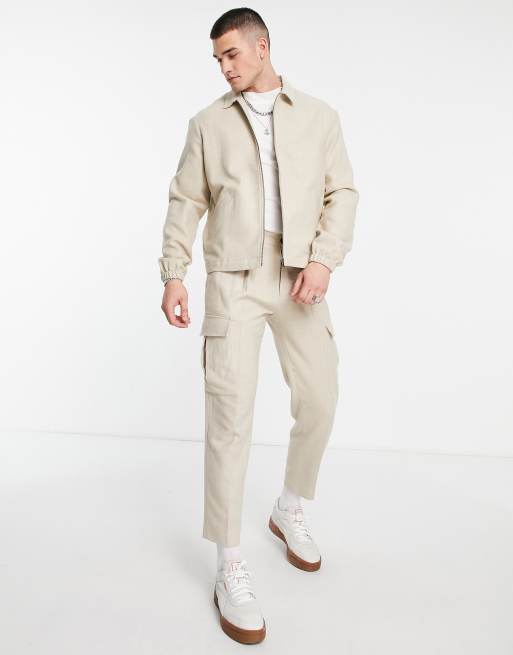 Topman flannel harrington jacket in off white - part of a set, 4 of 4