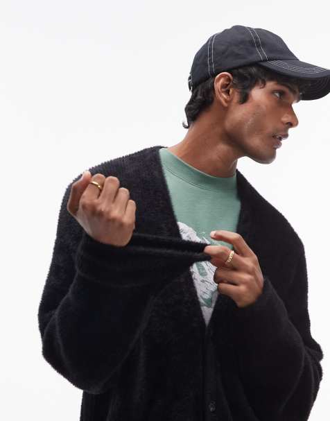 Topman – Flauschige Strickjacke in Schwarz - view 1