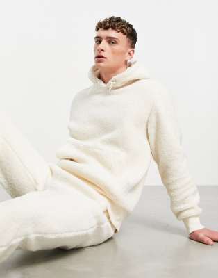 Topman fleece hoodie in stone part of a set