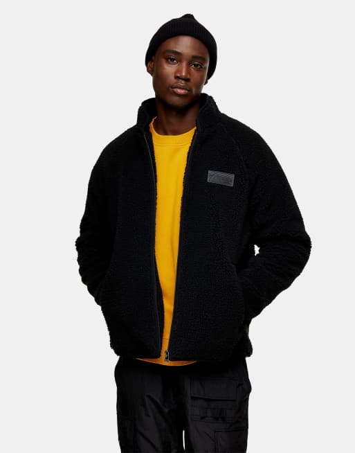 Topman fleece jacket in black | ASOS