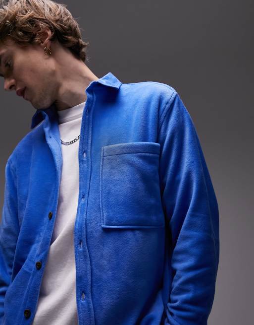 Topman fleece shirt in cobalt blue