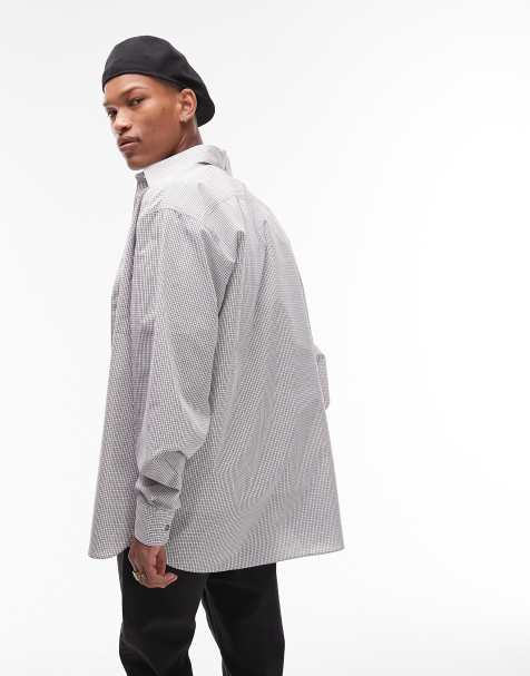 Topman – Flerfärgad, smårutig skjorta i extra oversize med långa ärmar - view 1