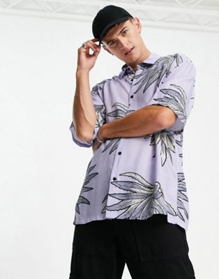 Topman floral shirt in lilac
