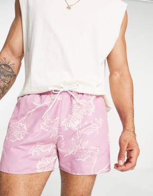 Topman floral swim shorts in pink - ASOS Price Checker