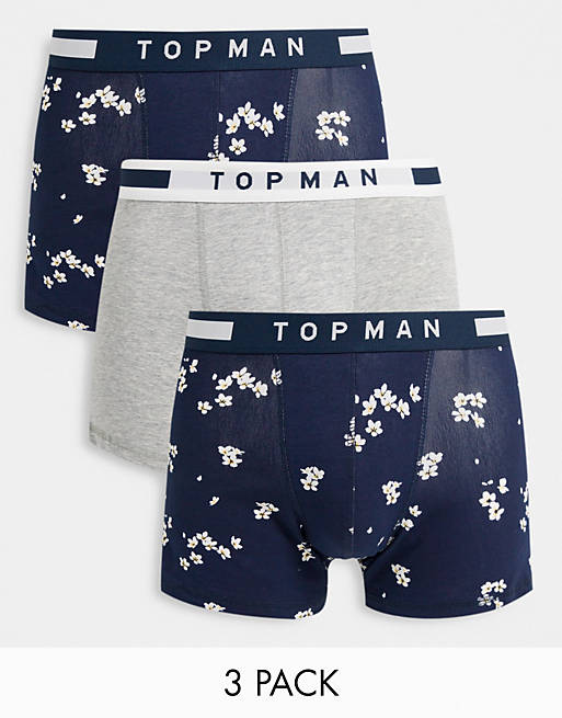 Topman floral trunks in navy 3pk