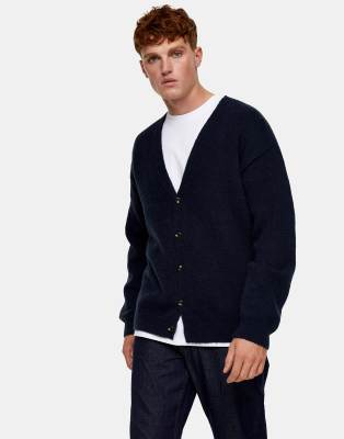 navy fluffy cardigan