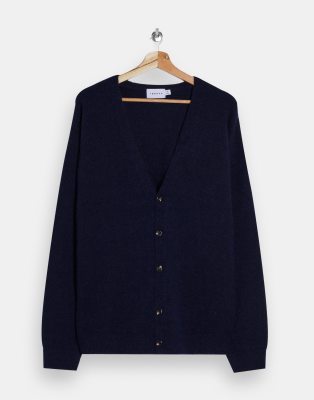 navy fluffy cardigan