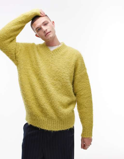 Fluffy v neck sweater hotsell