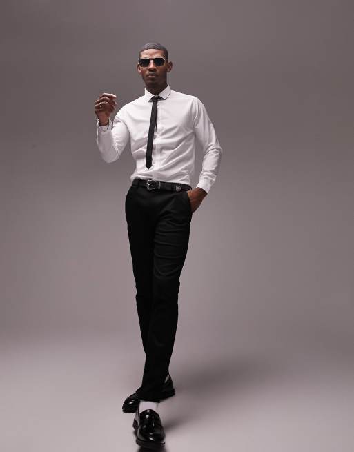 White long sleeve shirt with 2024 black pants