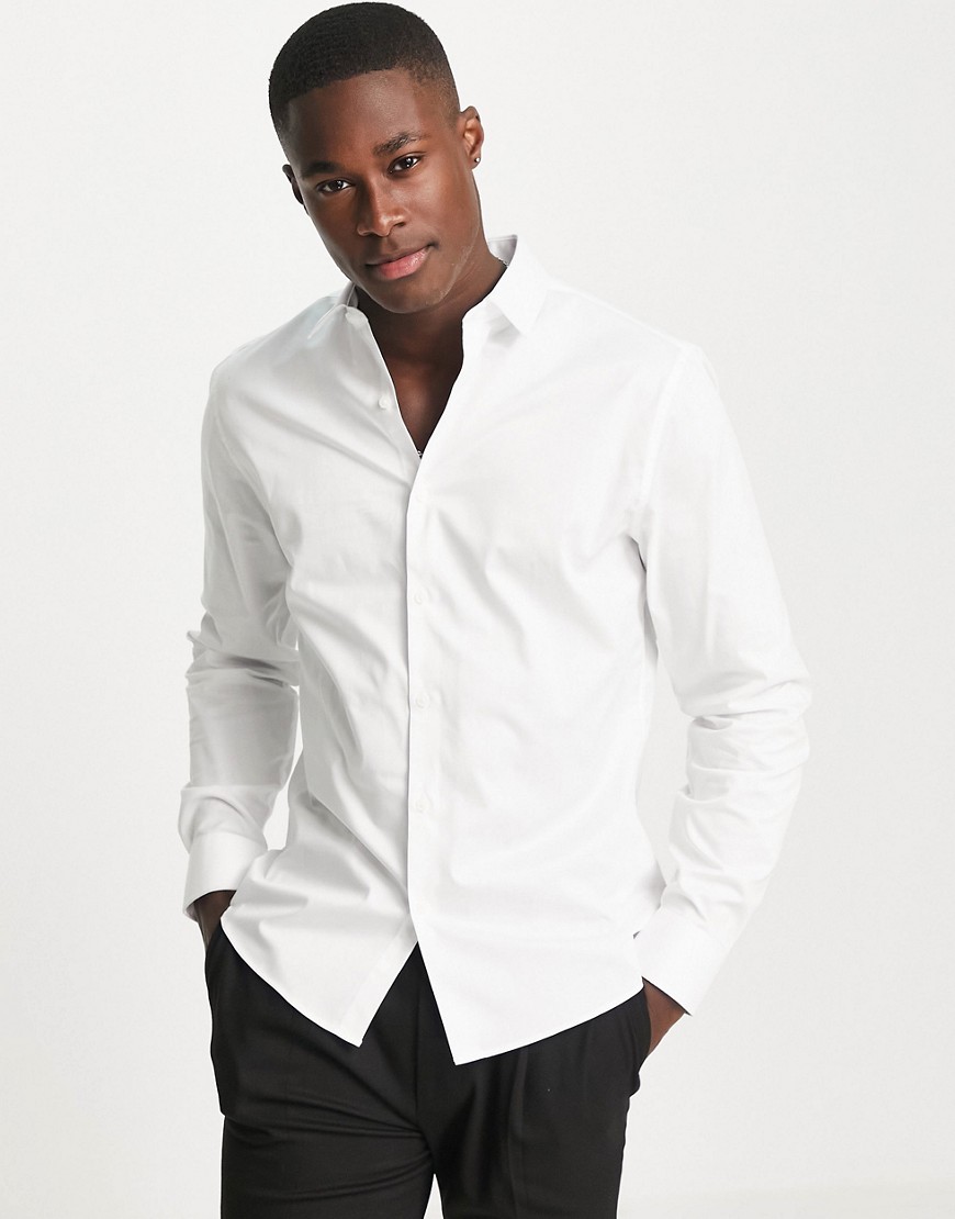 topman formal shirt with point collar in white